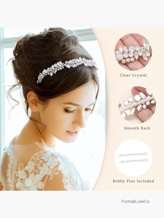 Crystal Rhinestone Bride Headband Prom Hair Accessory main image 2